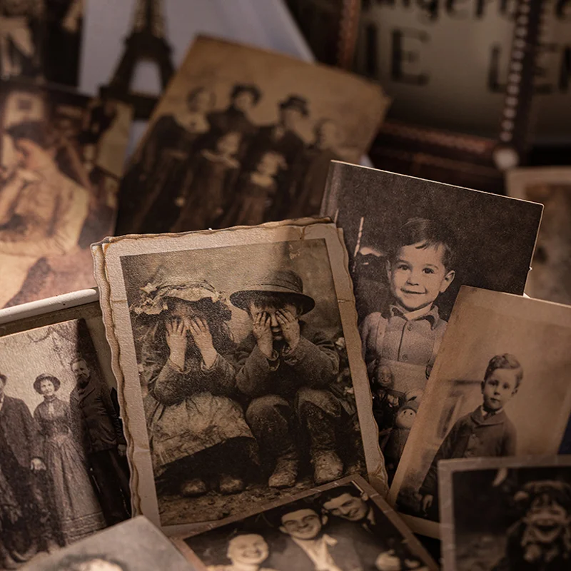 مجموعة ملصقات مكونة من 50 قطعة من أيام الرجعية - لوازم مجلة نمط الصور الحنين، ورق مجمع لخلفية المسنين، ديكور اليوميات