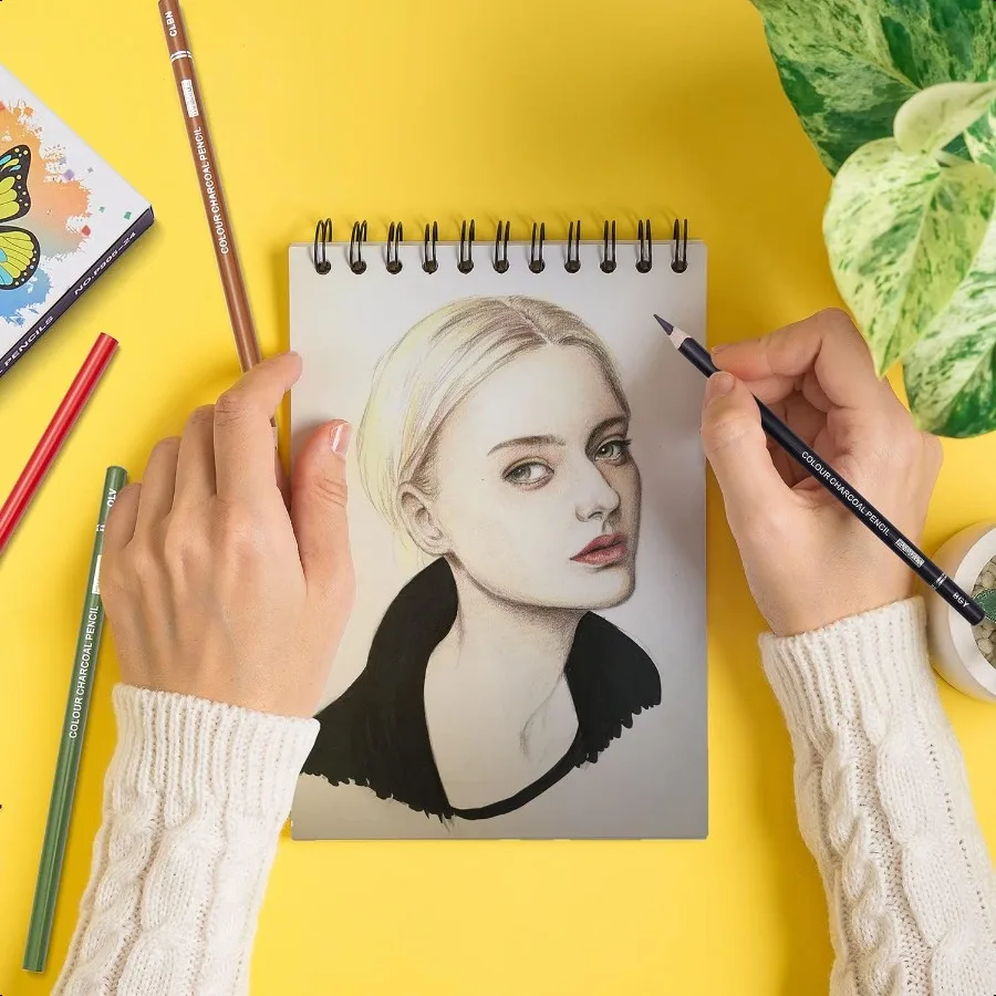 Profional Colored Charcoal Pencils Drawing Set Skin Tone Colored Pencils Pastel Chalk Pencils for Sketching Shading Coloring La