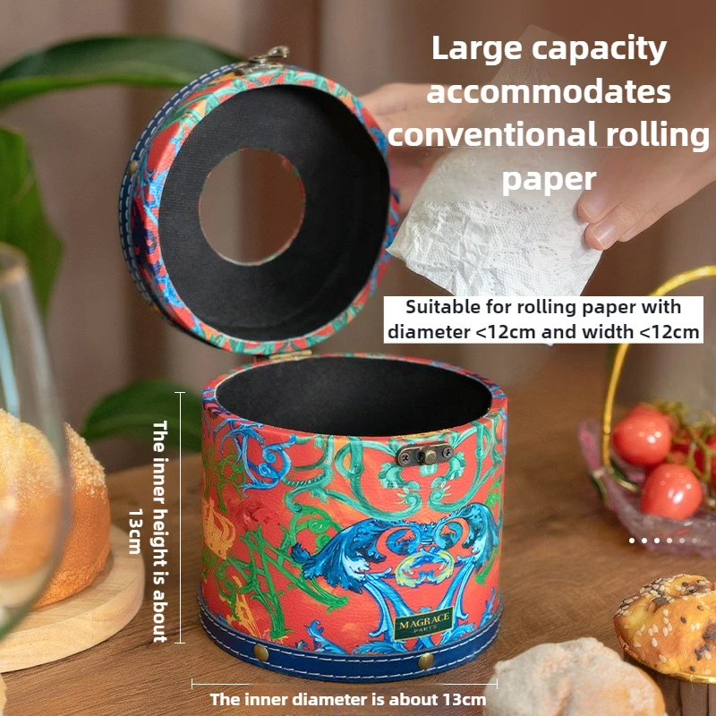 PU Leather Roll Paper Tube Tissue Boxes Circular Luxury Cute Modern Napkin Case Living Room Creative Tissue Bucket Desktop