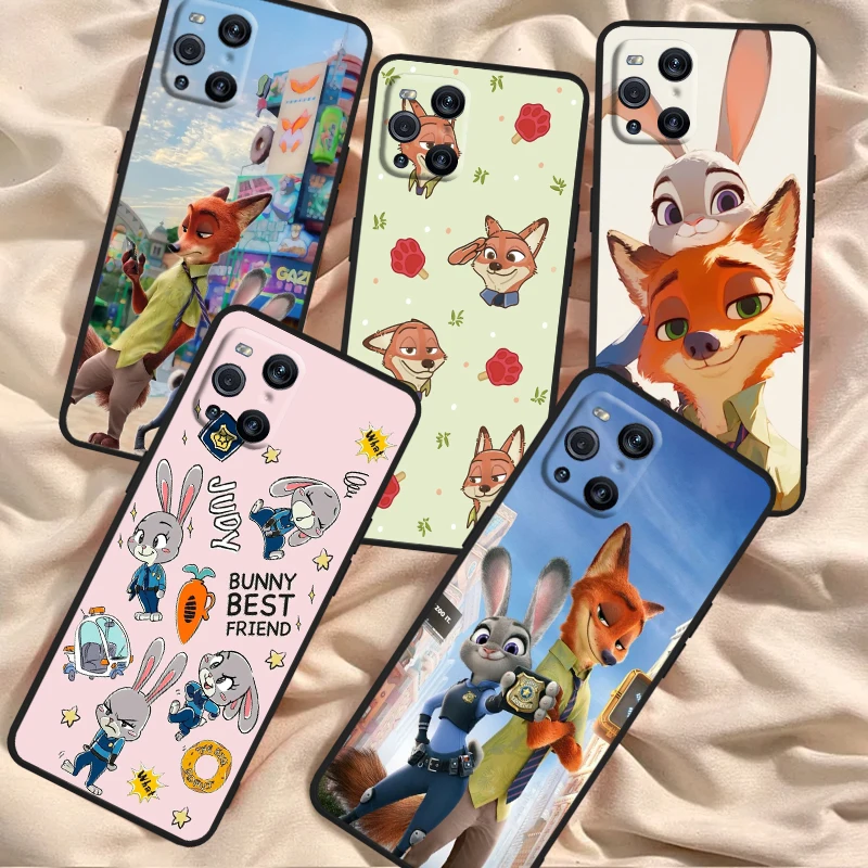

Zootopia Disney Cute Luxury For OPPO Find X6 X5 X3 A54S A5 A94 A16 A53S A57 A74 A72 A98 A78 A96 A9 5G Black Soft Phone Case