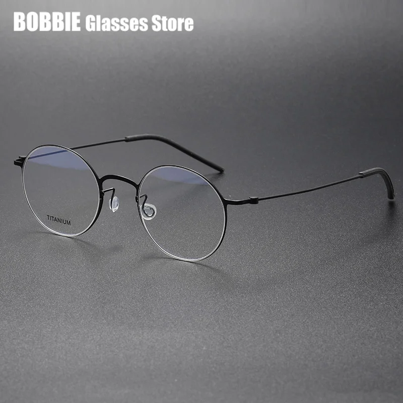 Denmark Brand Pure Titanium Glasses Frame Men Round Screwless Ultralight Prescription Eyeglasses Women Eyewear Optical Lens 2024