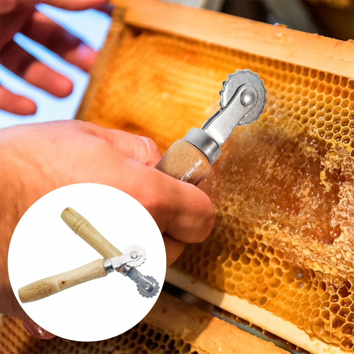 Nest Foundation Wire Embedding Rollers 14.4cm Wooden Handle Manual Gears Wire Embedding Beehive Nest Frame Beekeeping Tools 2Pcs
