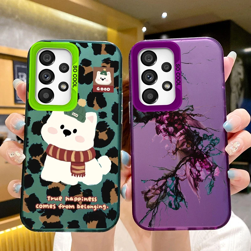 Smile Face Butterfly Cute Cat Phone Case For Samsung Galaxy A53 A33 A32 A12 A52 M55 M35 S20 FE Printed Shockproof Silicone Cover
