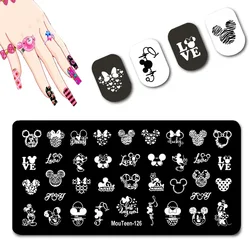 DISNEY Minnie Head Piatti per timbratura delle unghie Simpatico timbro per unghie di Topolino Modelli per nail art con testa di topo # 126