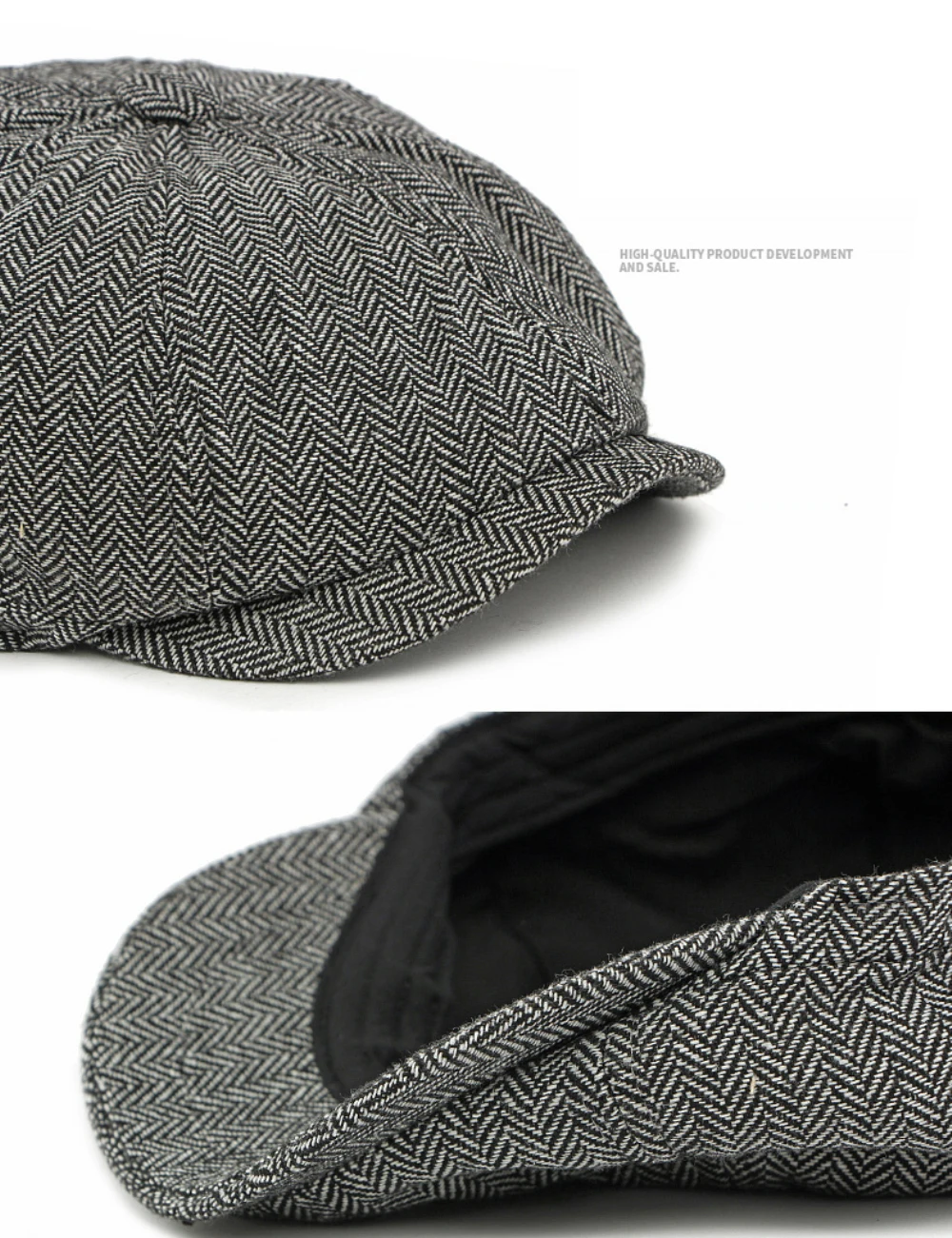 HT4908 Baskenmützen für Männer und Frauen, Vintage-Künstler-Malermütze, Unisex Ivy Flachmütze, Frühling Herbst Gestreifte Achteckige Baskenmütze – Detail 6