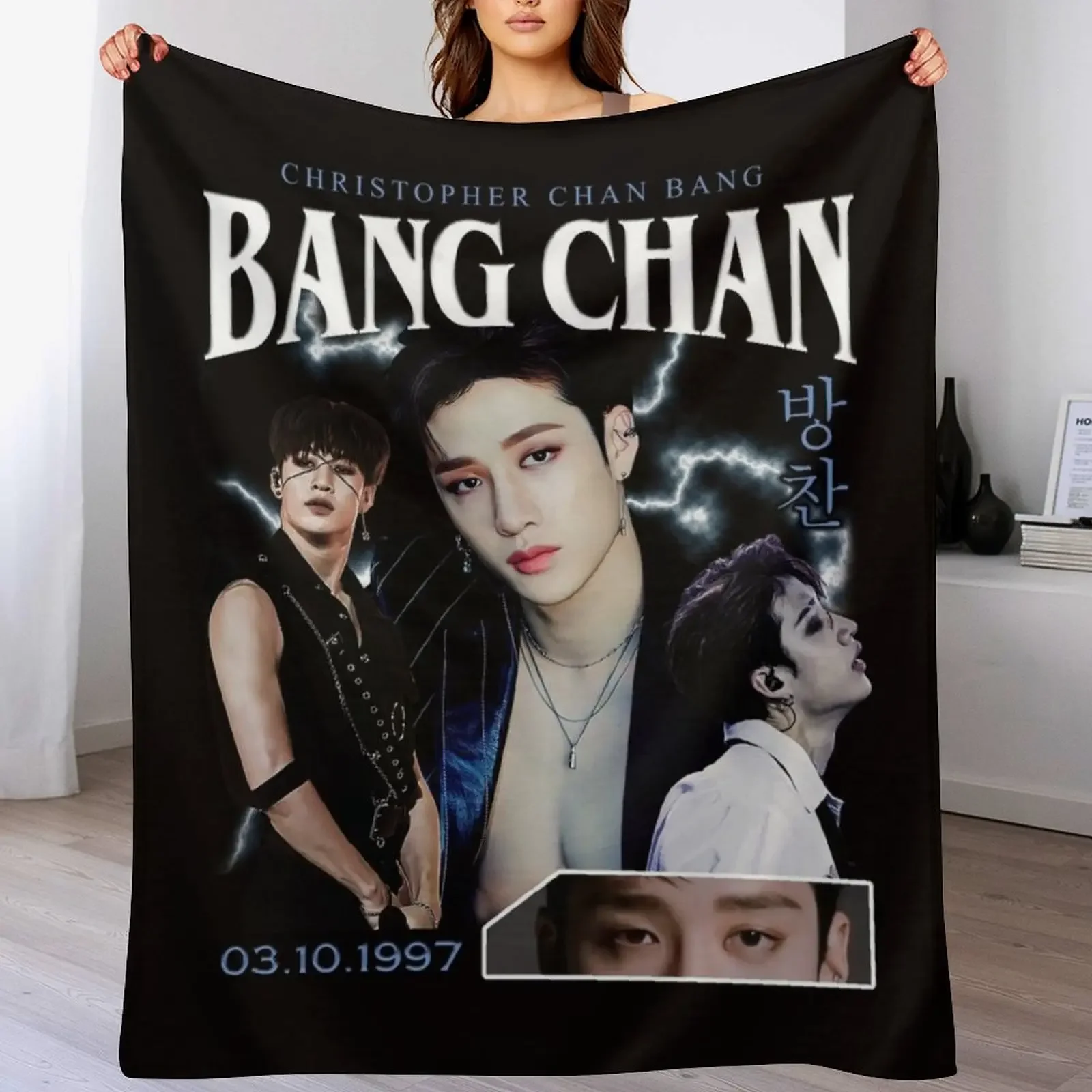 Bang Chan Shirt Vintage 90 Retro T Shirt Tee Throw Blanket for sofa Vintage Blankets