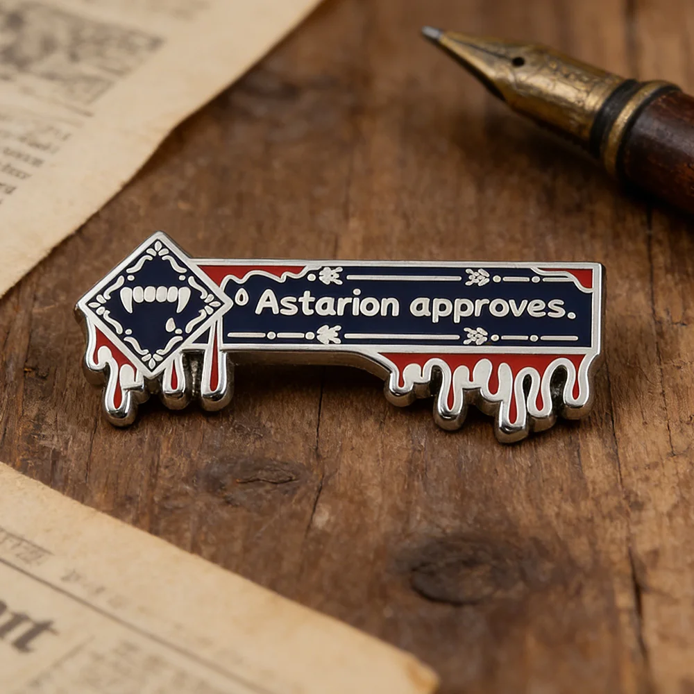 Astarion Approves Enamel Brooch Vampire Fang badge Dripping Blood Detail Fantasy RPG Pin Gift Accessory for Fans