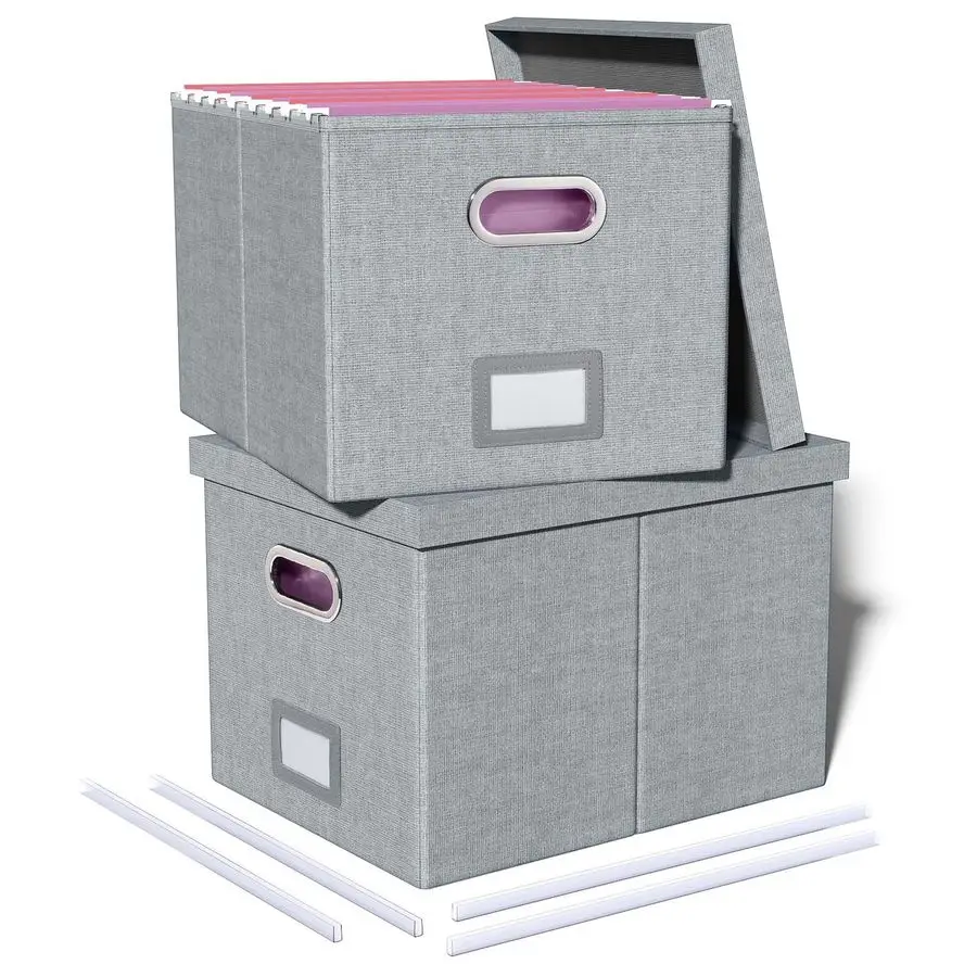 

Pack File Storage Organizer, Filing Box, Portable File Box with Lid, Fit for Letter Legal File Folder Storage, Document Organize