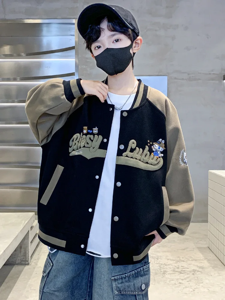 

Korean Style Children's Baseball Jacket with Kids Autumn Coat Letter Embroidery For Teenage Boy Casual Sports Baseball Uniform