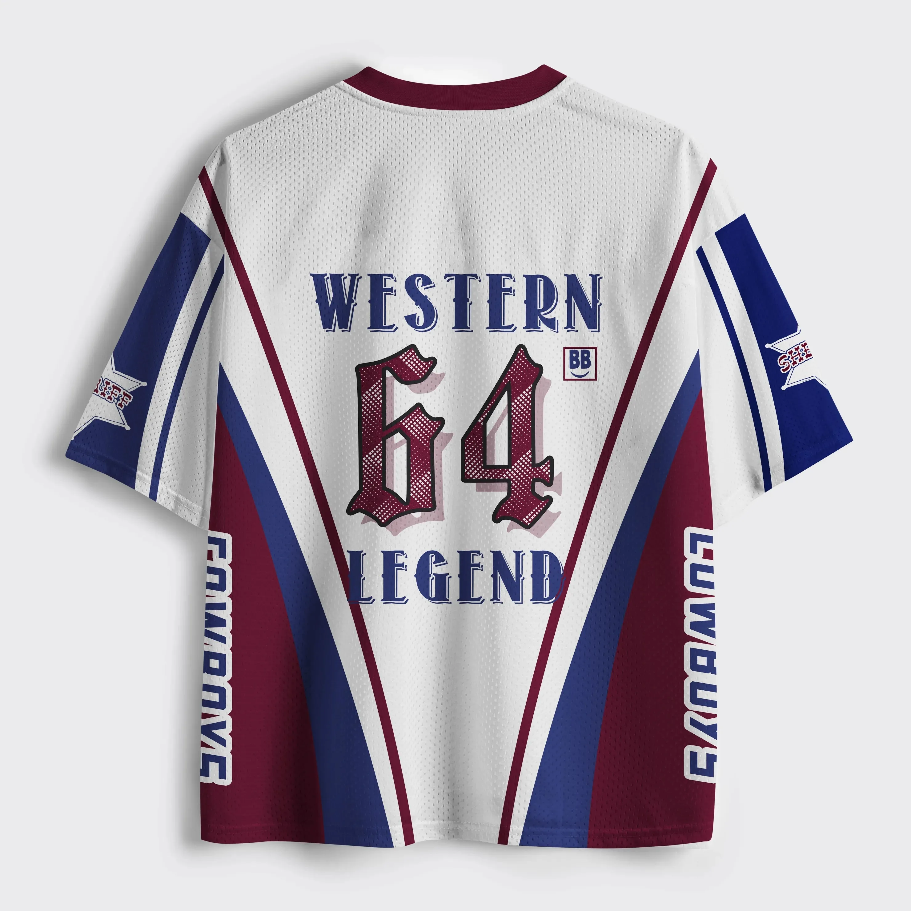 Popular and Personalized White Western Legendary Mesh V-neck Short Sleeved Jersey with Breathable and Quick Drying Properties