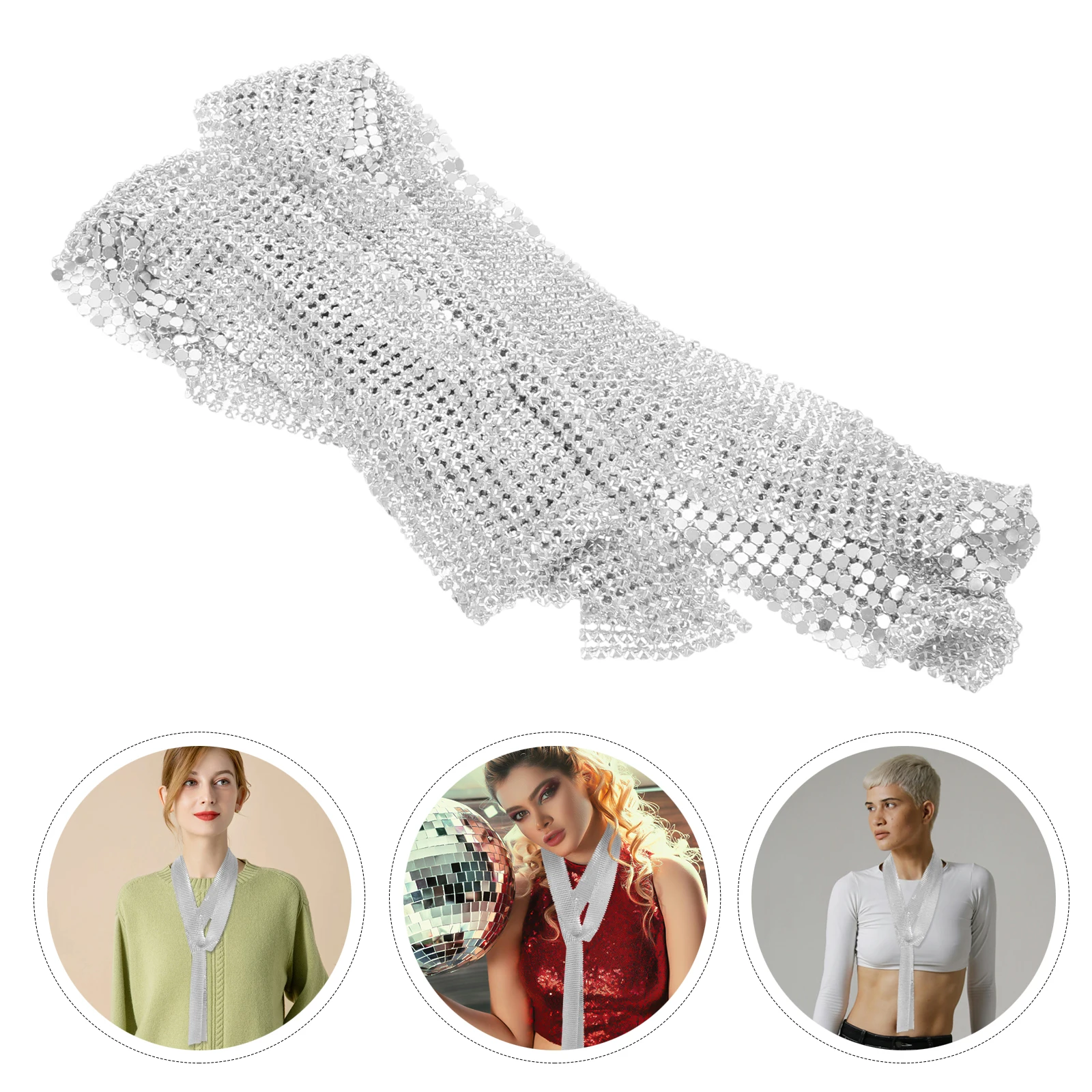 Collana con paillettes in metallo Sciarpa glitterata europea e fazzoletto da collo