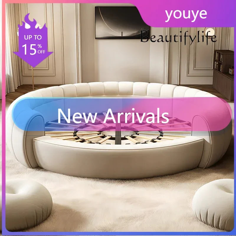 

Кровать N42 AA Queen/King Size с круглым изголовьем, двуспальная, роскошная, деревянная, современная, для спальни, мебель для спальни