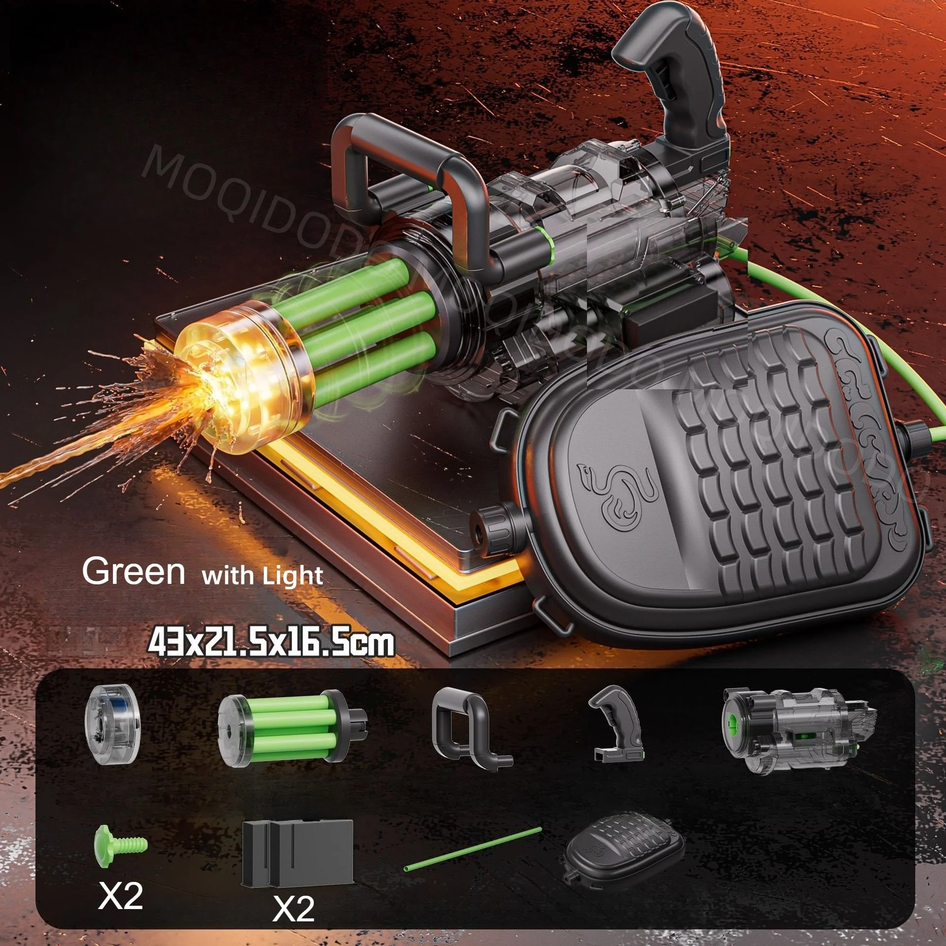 

Мощный водяной пистолет-бластер Gatling с LED-подсветкой, 16,9 дюйма, большой емкости, для летних игр, подарок для мальчиков и детей