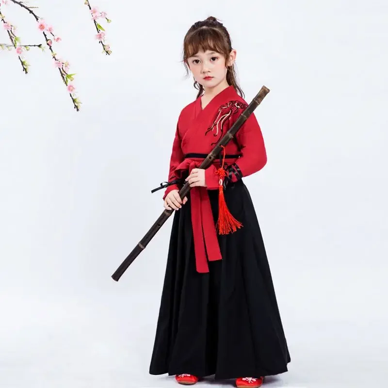 Cosutume-Kimono tradicional de estilo japonés para niños, disfraz de samurái Yukata, bordado de grulla, bata Haori, Cosplay de fiesta