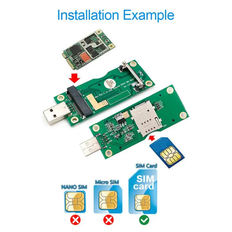Adaptor PCI-E Mini ke USB dengan Slot kartu SIM 8Pin untuk modul WWAN/LTE