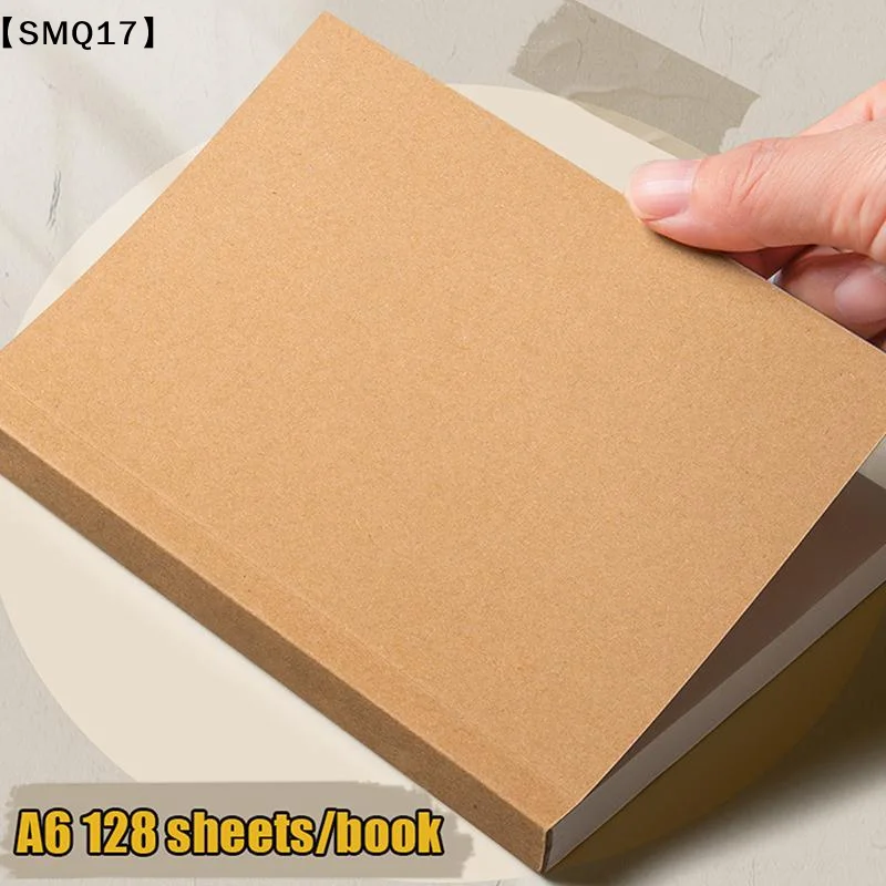 A6 Pocket Thickened Notebook 256 Pages 128 Sheets Line Blank Grid Inner Pages Kraft Paper Cover Small Notepad Book【SMQ】