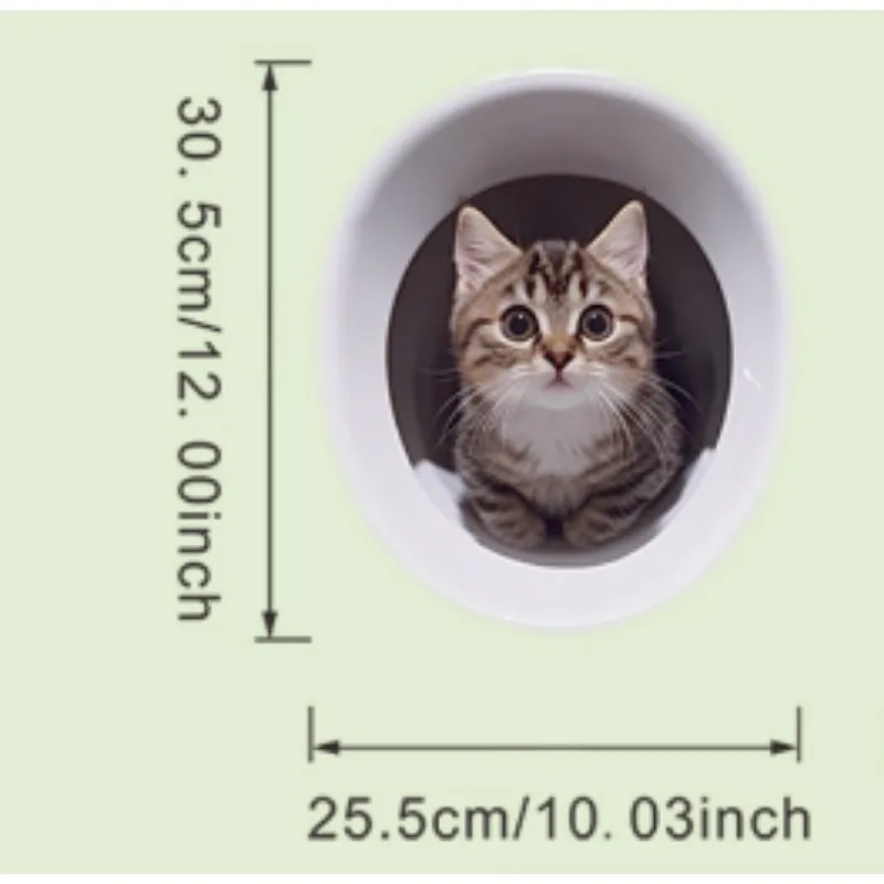 Etiqueta impermeable de gatito de dibujos animados para la decoración autoadhesiva del asiento del inodoro del baño