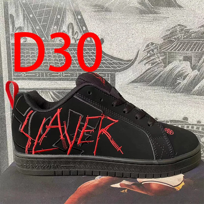 Zapatillas SLAYER de Cuero Bordado Estilo Heavy Metal Rock, Antideslizantes, Resistentes al Desgaste, de Caña Baja, Unisex, N...