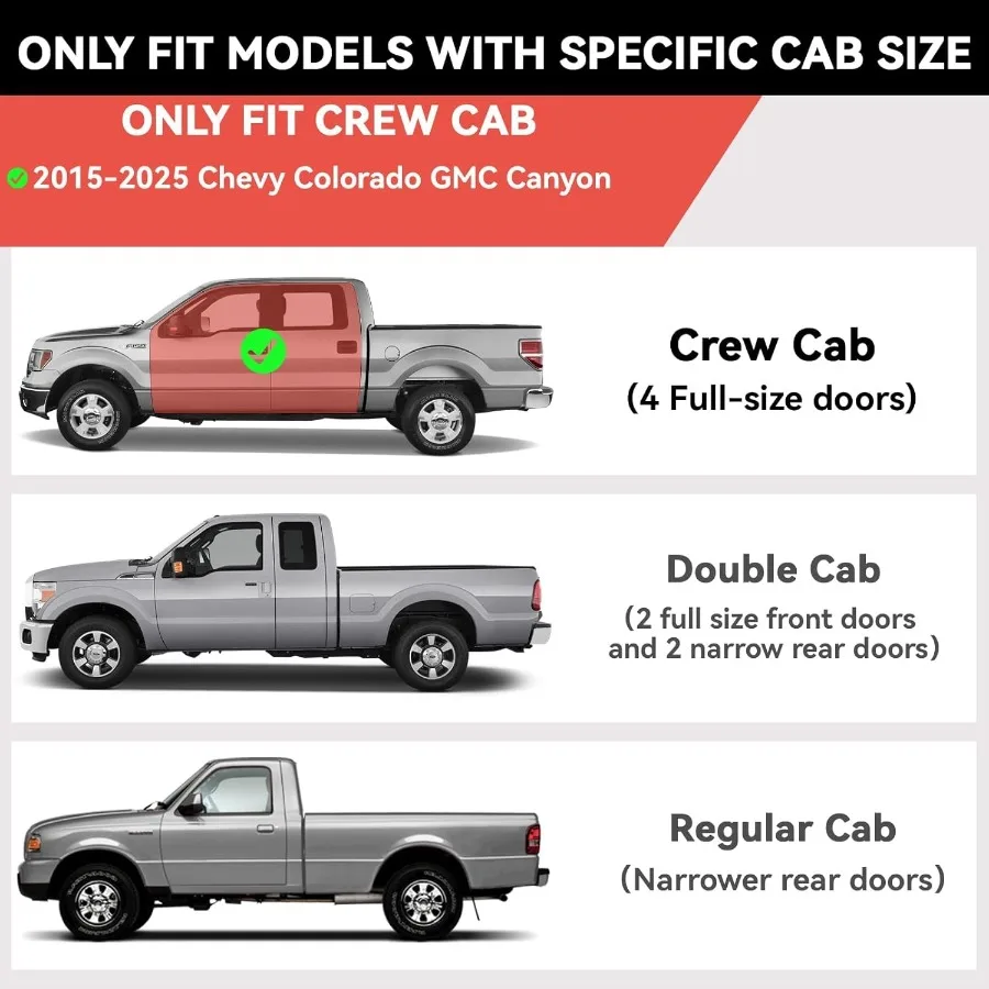 لوحات الجري المتوافقة مع 20152025 تشيفي كولورادو جي إم سي كانيون كابينة 4 أبواب كاملة الحجم من الفولاذ الكربوني خطوة جانبية Ra