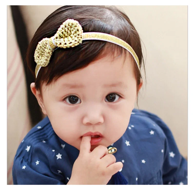 Baby Glitter Bow-knot Hairband Hair Accessories Silver Gold Headband Infant Girl Hair Band Childern Hair Clips