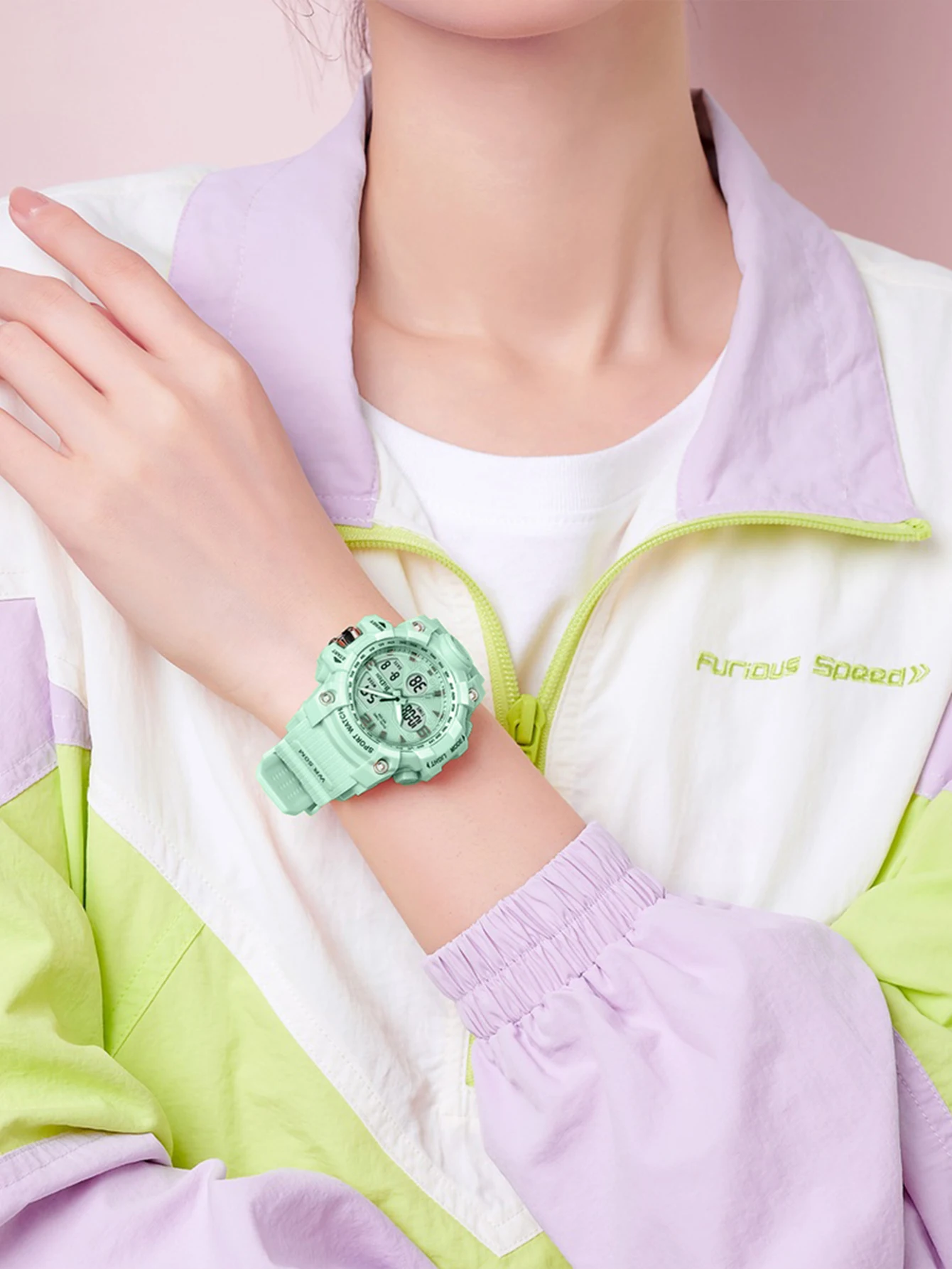 BIDEN Fashion dual display sports watch waterproof timing quartz watch suitable for both men and women digital clock luminous