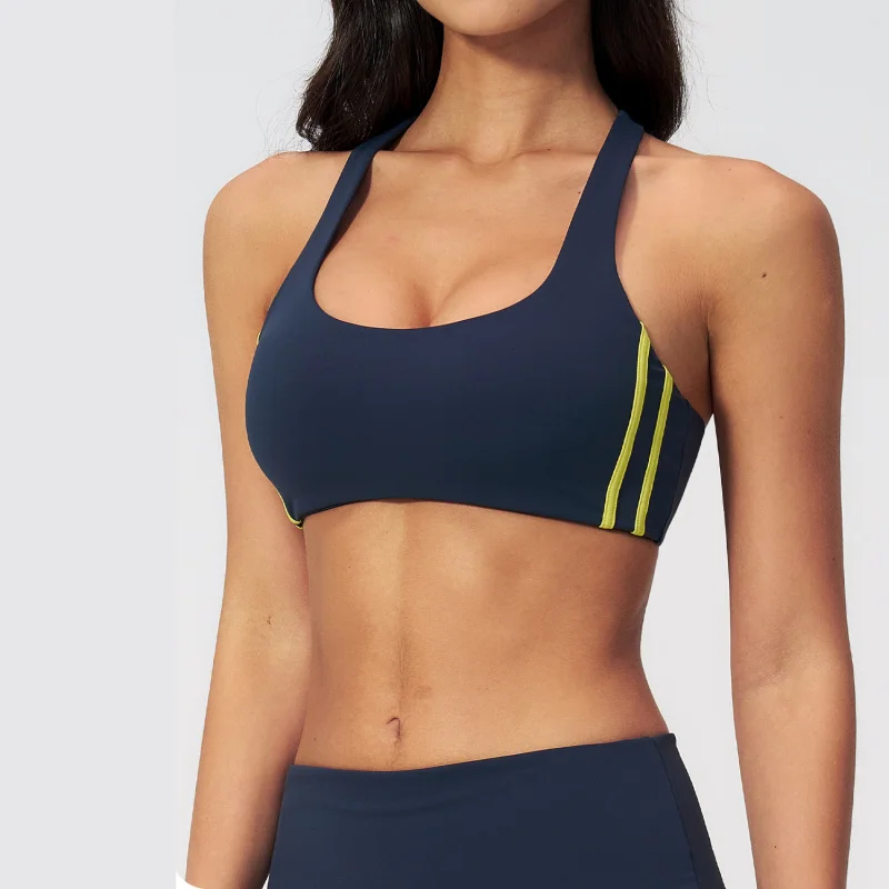 Women's Gym Outfit High-Elasticity Yoga Bra Nude Feel Halter Neck Shockproof High-Intensity Yoga Top Fitness Vest For Women