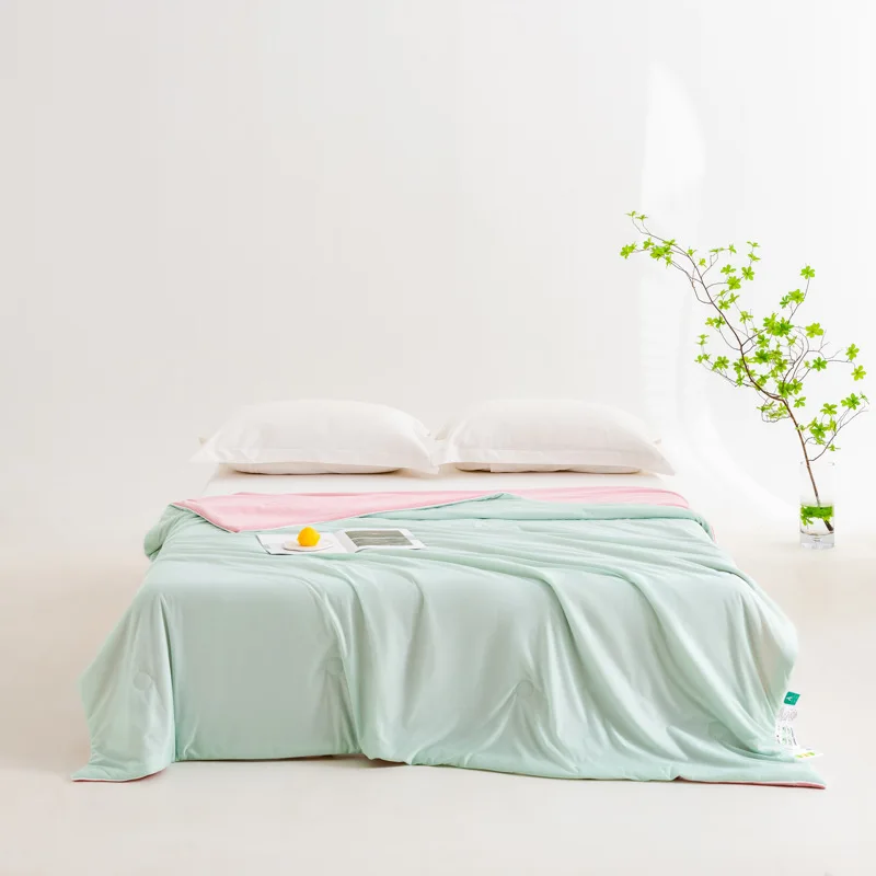 SRETNO Class-A Cool Feeling Ice Silk Summer Quilt Tencel Solid Color Summer Comforter Air Conditioning Quilt Colcha Cama 150x200