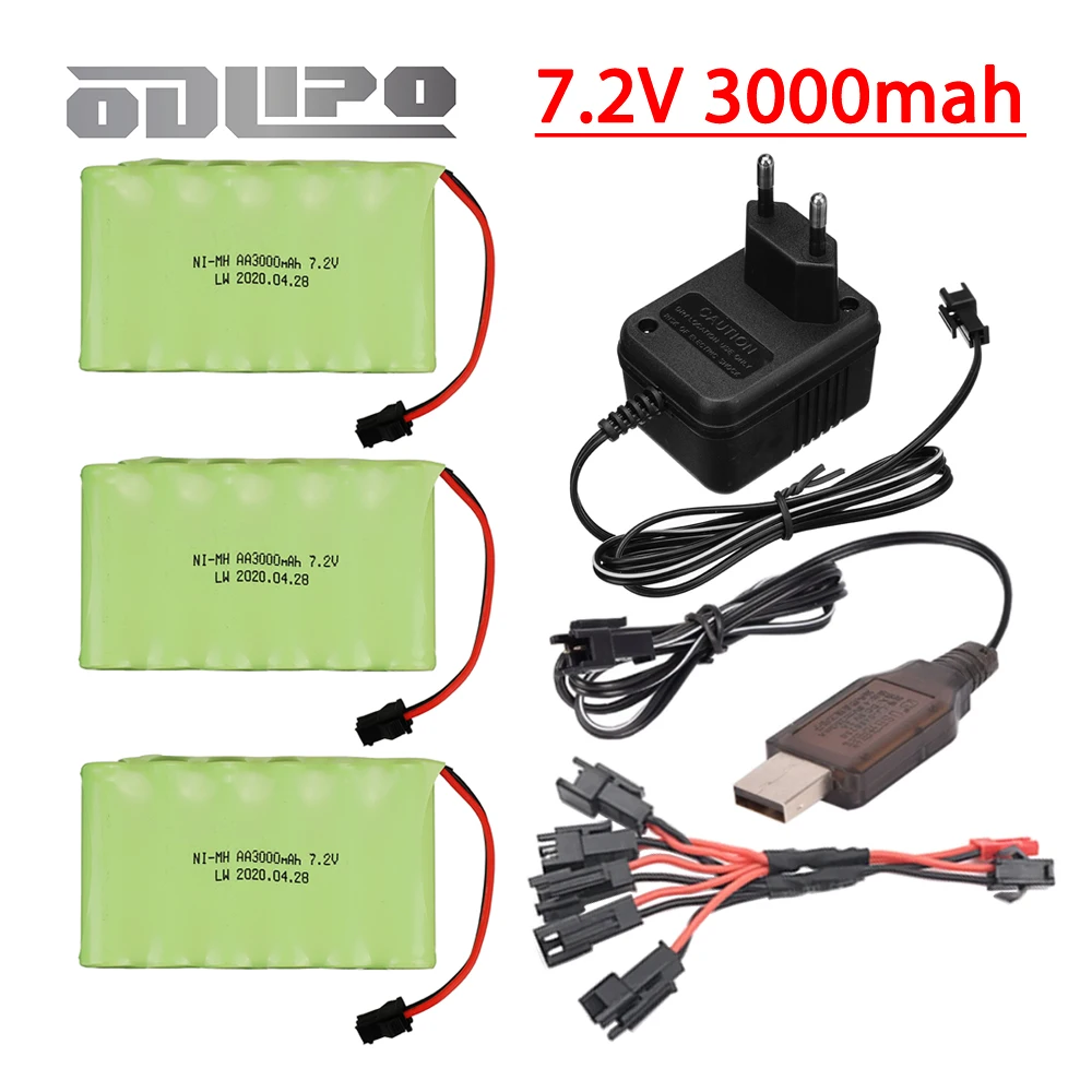 3000mah 7.2v แบตเตอรี่สําหรับ RC Cars แบตเตอรี่ NiMH 7.2v AA Ni-mh แบตเตอรี่ 7.2v สําหรับรีโมทคอนโทรลไฟฟ้าของเล่นเครื่องมือเรือถังของเล่นปืน