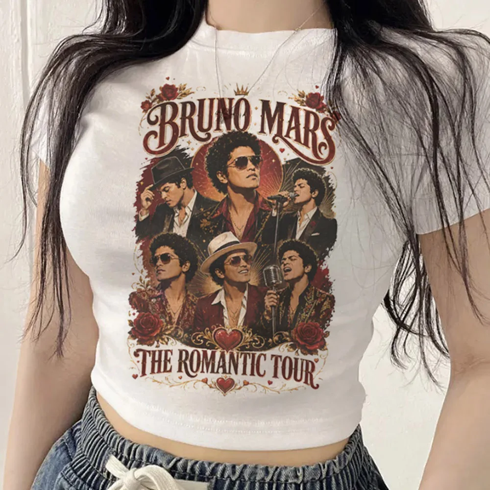 Bruno Mars crop top women gothic gyaru cheap emo harajuku top tees gyaru kawaii jojifuku cutecore cute