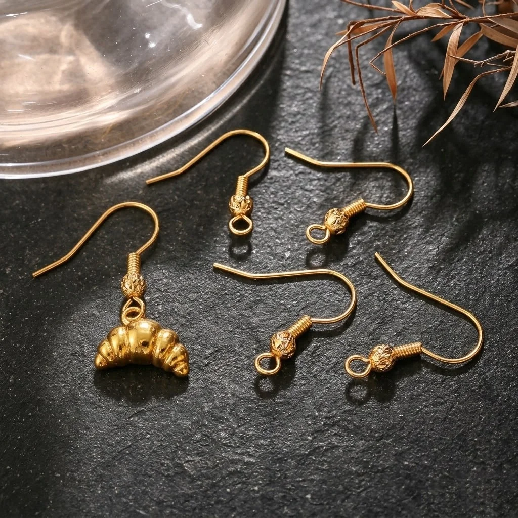 20pcs Earring Hooks Copper Fish Hook Ear Wire With Ball Coil 20mm Earring Parts for Jewelry Making Findings Accessories Making