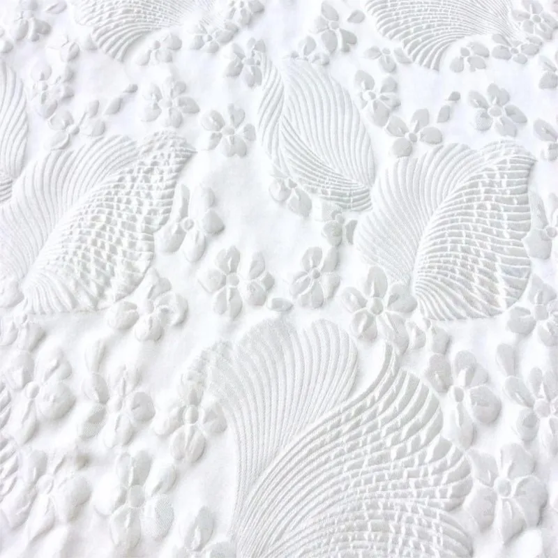 Textured embossed fishtail jacquard fabric woven yarn-dyed large leaf women's dress