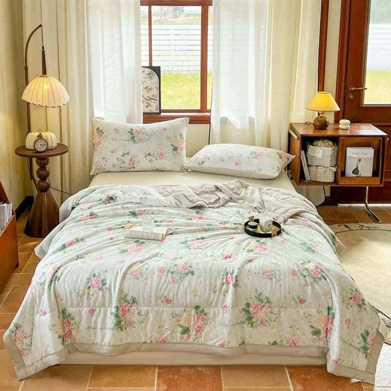 لحاف صيفي أساسي 2025 مضاد للبكتيريا بطبقة مزدوجة من ألياف فول الصويا شيا ليانغ لحاف مكيف الهواء طقم مكون من أربع قطع #4