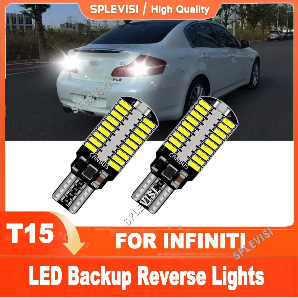 

2x T15 912 915 6000K White LED Reverse Lights Replace For Infiniti G37 G35 FX35 FX45 QX50 QX60