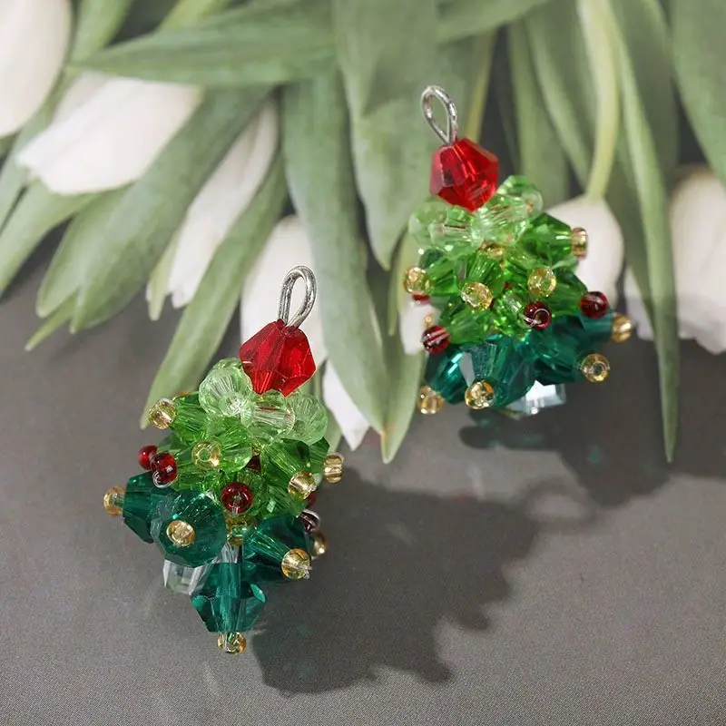 2/6 قطعة شجرة عيد الميلاد الشتوية سحر مطرز كريستال قلادة DIY بها بنفسك الأقراط اليدوية قلادة مجوهرات هدايا اكسسوارات الإمدادات