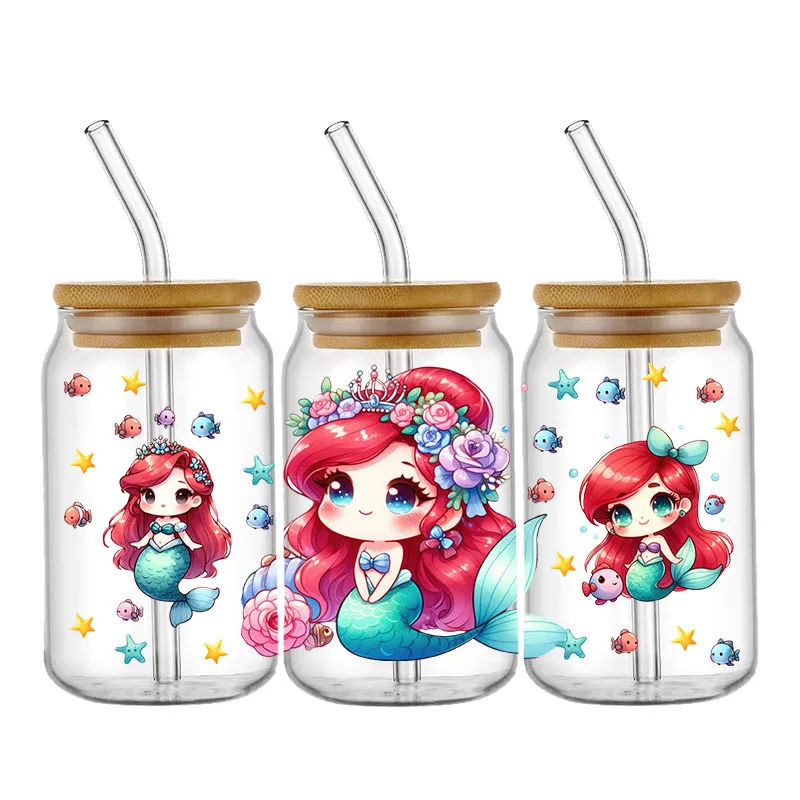 Kawaii UV DTF Cup Wrap Disney Princess Transfers Stickers For 16oz Libbey Shell Pen Can Waterproof Personalize DIY Custom Decals
