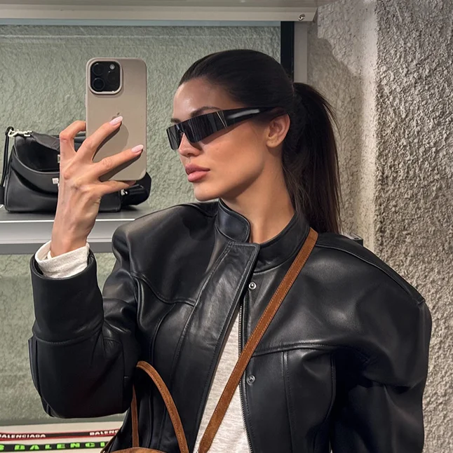 Uniwersalna skórzana kurtka damska retro luźna casualowa wyrazista szykowna modna edzująca krótki płaszczyk jesień streetwear fajne ubrania damskie