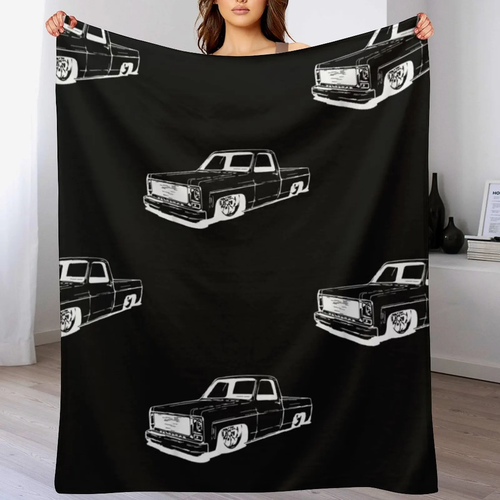 Vintage 73 87 Mini C10 Truck Slammed Throw Blanket decorative Blankets For Bed Cute Plaid wednesday Blankets