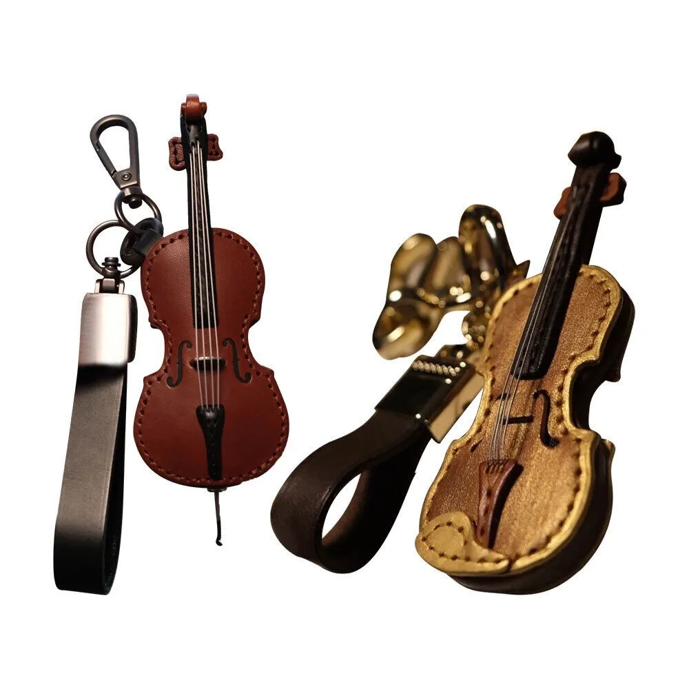 Nieuwe PU lederen viool en cello sleutelhanger vrienden geschenken duurzaam muziekinstrument sleutelhanger vervaardigde creatieve tas hanger