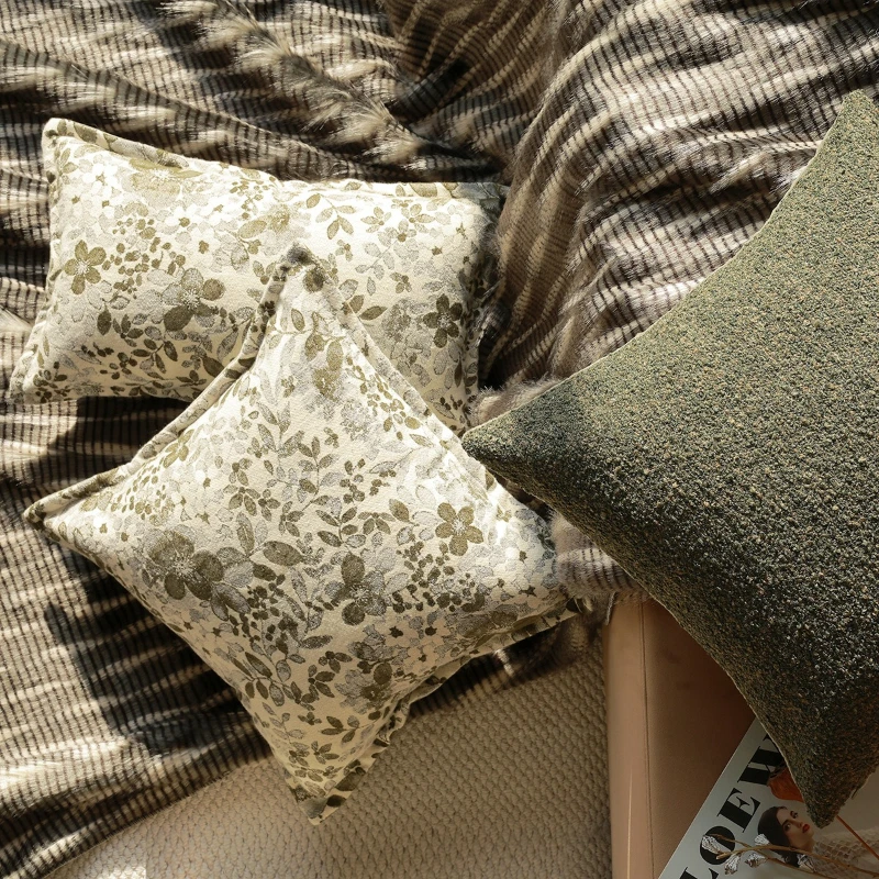 30X50/45X45CM Green Retro Throw Pillow Cover Simple Jacquard Waist Cushion Cover Decor Home Decorative Pillowcase