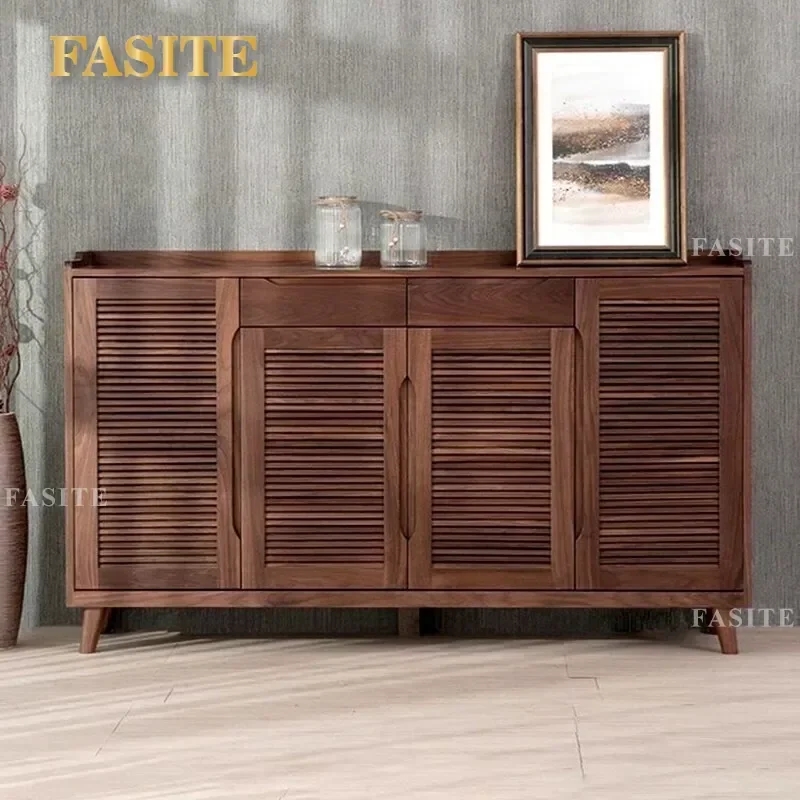 For New Chinese Style North American Black Walnut Solid Wood Shoe Cabinet Song Aesthetic Zen Storage Porch Foyer Furniture