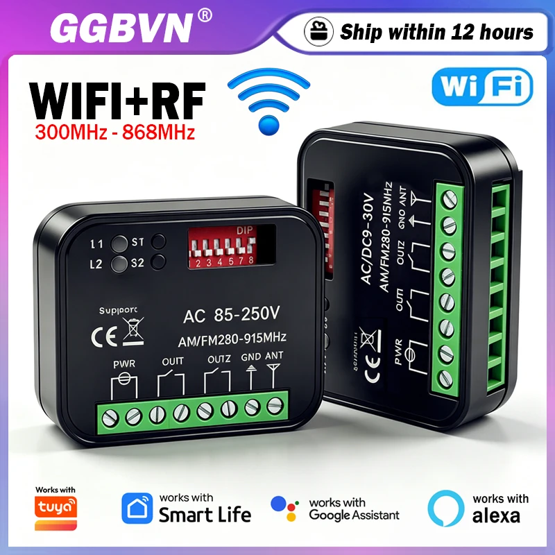 RX MULTI Universal 433MHz 868MHz Wifi Controller Garage Door Opener Smart Switch Module Remote Control Receiver Works With Tuya