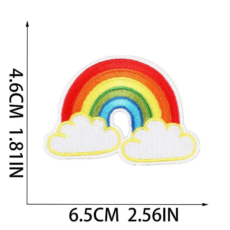 Hot Cartoon Embroidery Patch DIY Bus Rainbow Sunflower Stickers Adhesive Badges Iron On Patches Emblem Clothing Bag Accessories