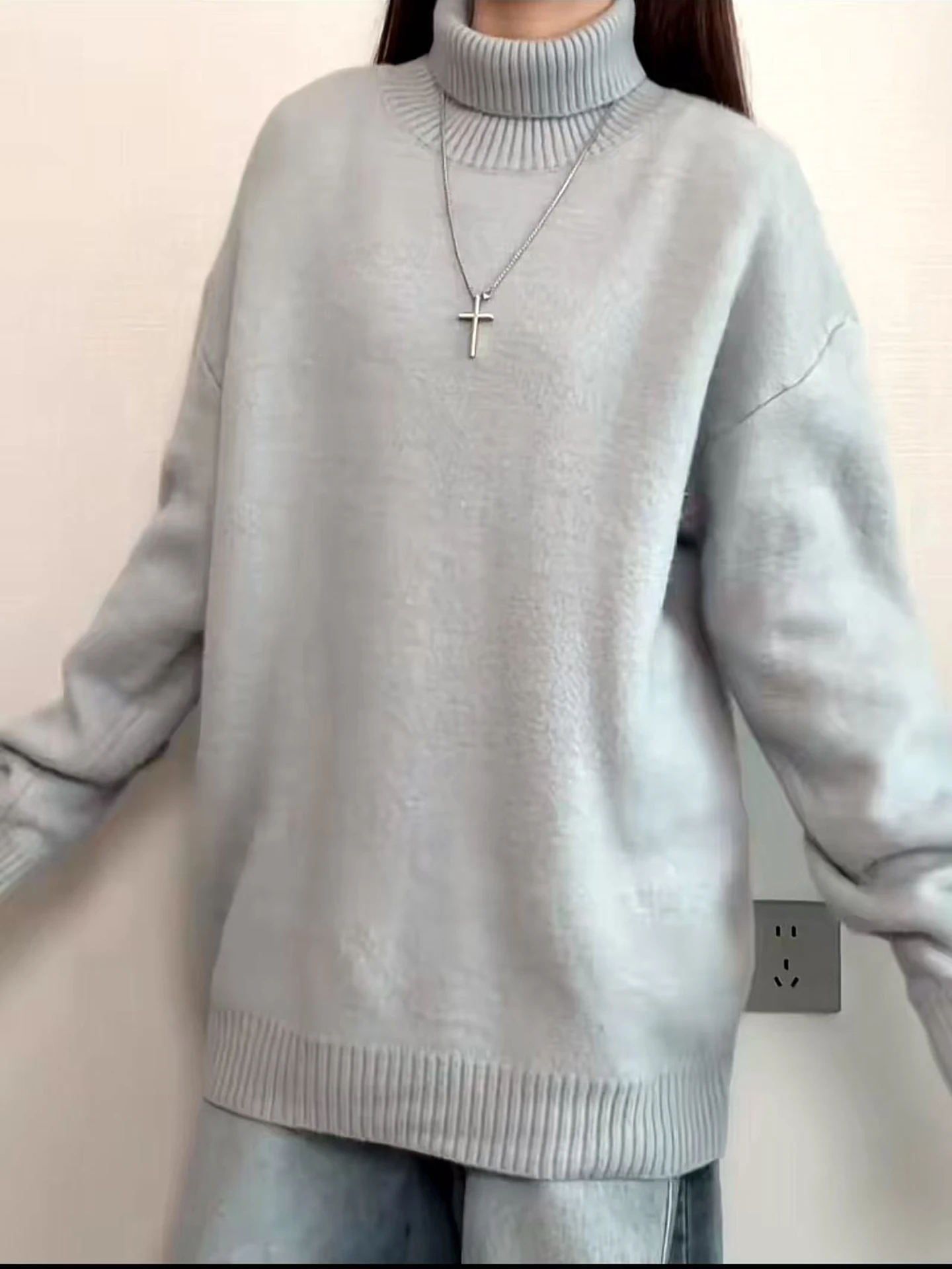 

Мужской свитер в американском ретро-стиле с высоким воротником, теплый, для ношения под одеждой, свободного кроя, классический, комфортный