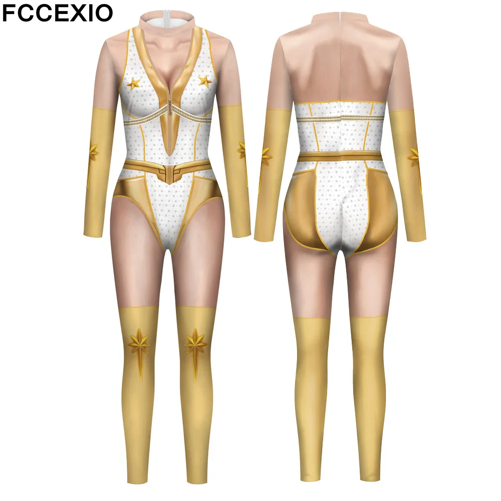 

FCCEXIO Movie Character Annie 3D Print Sexy Women Jumpsuit Carnival Cosplay Cool Female Bodysuit Long Sleeve monos mujer