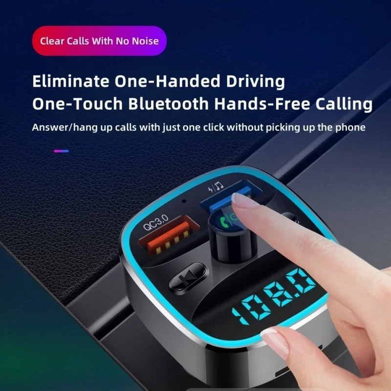 Carro mp3 player bluetooth 5.0 transmissor fm receptor de música áudio sem fio qc 3.0 carregadores mãos livres telefone para unidade usb cartão tf