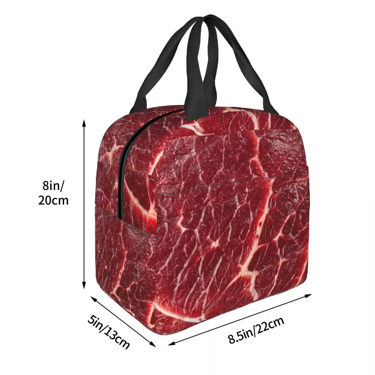 Steak Texture Insulated Lunch Bag Thermal Bag Lunch Container Large Tote Lunch Box Girl Boy College Outdoor