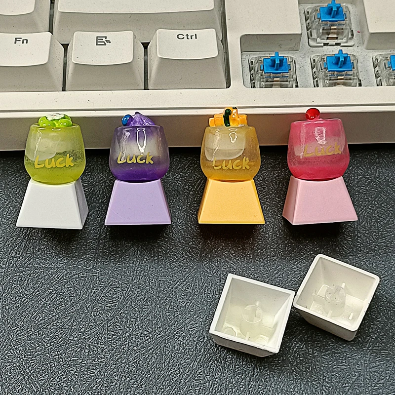 1PC Mini Simulation Resin Fruit Ice Cup Drink Cup Cross Mechanical Keyboard ESC Base Personalized Keycaps