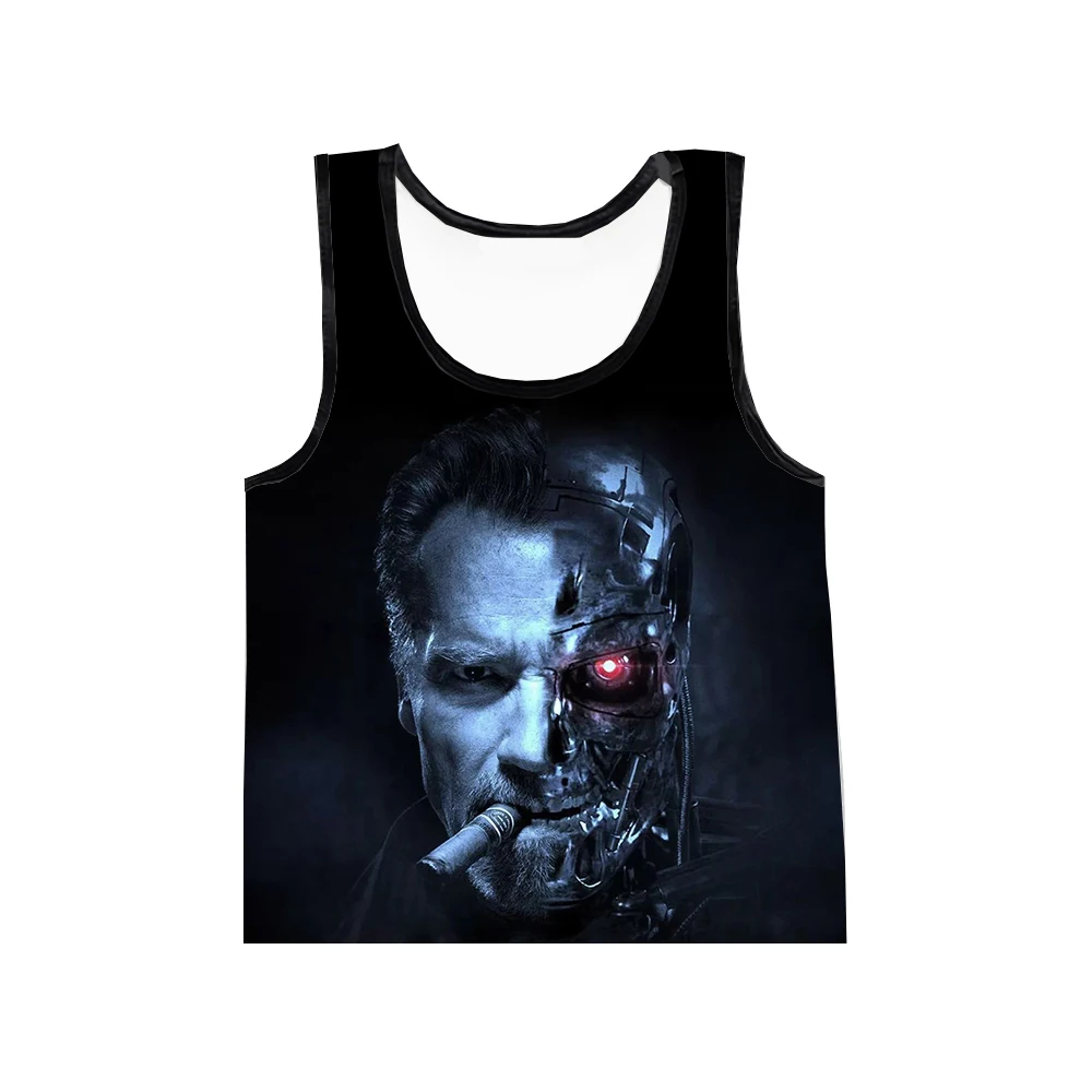 Terminator Tank Tops Movie 3D Printed Streetwear Men\'s Fashion Oversized Sleeveless Tank Top Bodybuilding Gym Vest Man Clothing