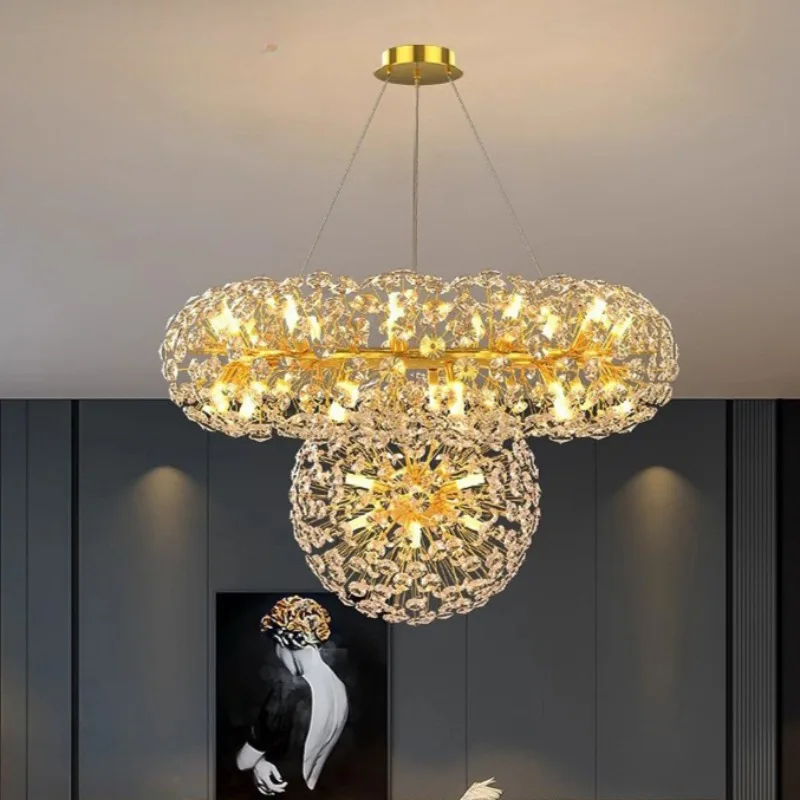 

Nordic Creative Living Room Pendant New Dandelion Starry Sky Light Luxury Crystal Bedroom Lighting