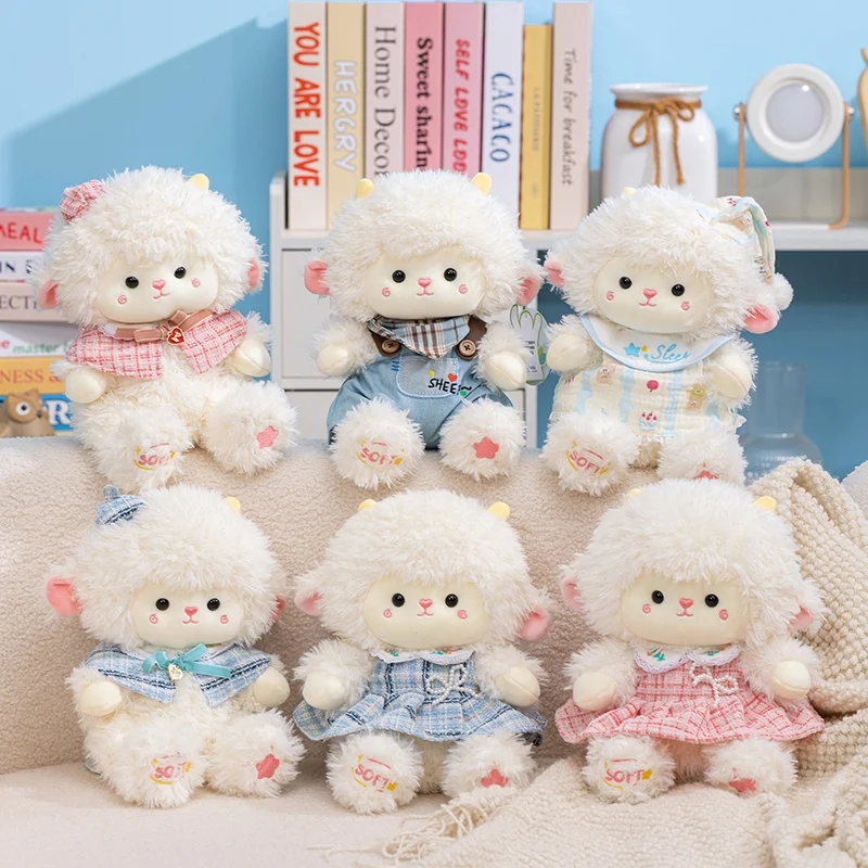 

Kawaii Dress Up Sheep Plush Toys Cartoon Soft Stuffed Animals Fluffly Lamb Plushie Dolls Hug Pillow for Girls Birthday Xmas Gift